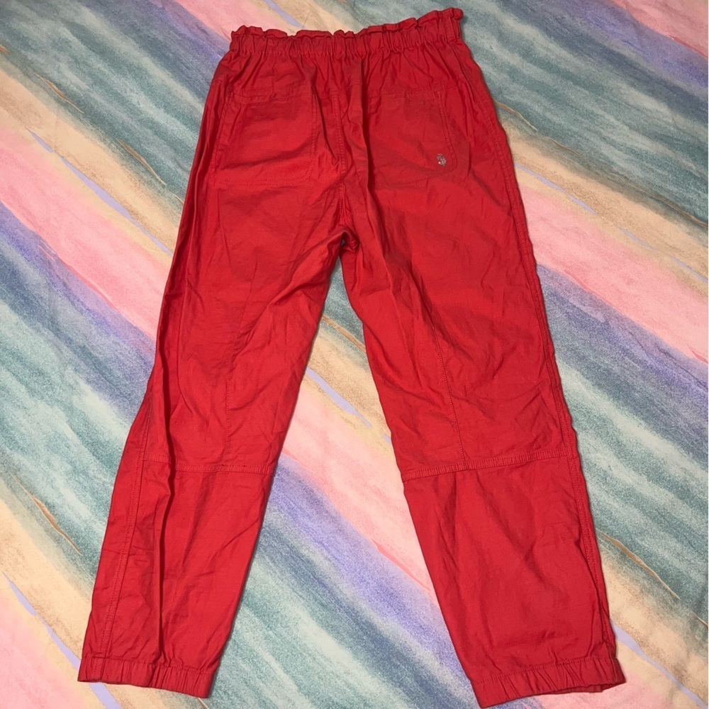Free People Movement Back To The Future Orange Crush Elastic Tie Zip Pant size M